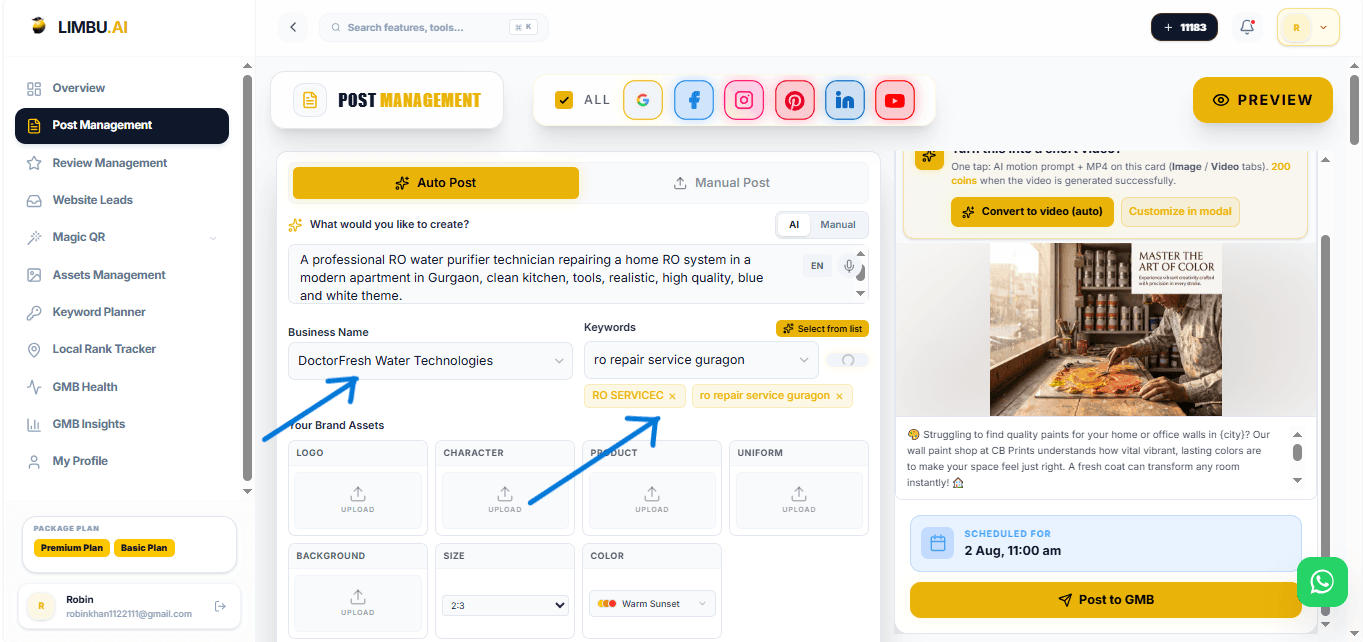 Step 4: Business & Keywords